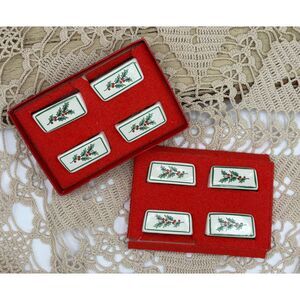 Set of 8 Vintage SPODE Christmas Place Card Holders 1979